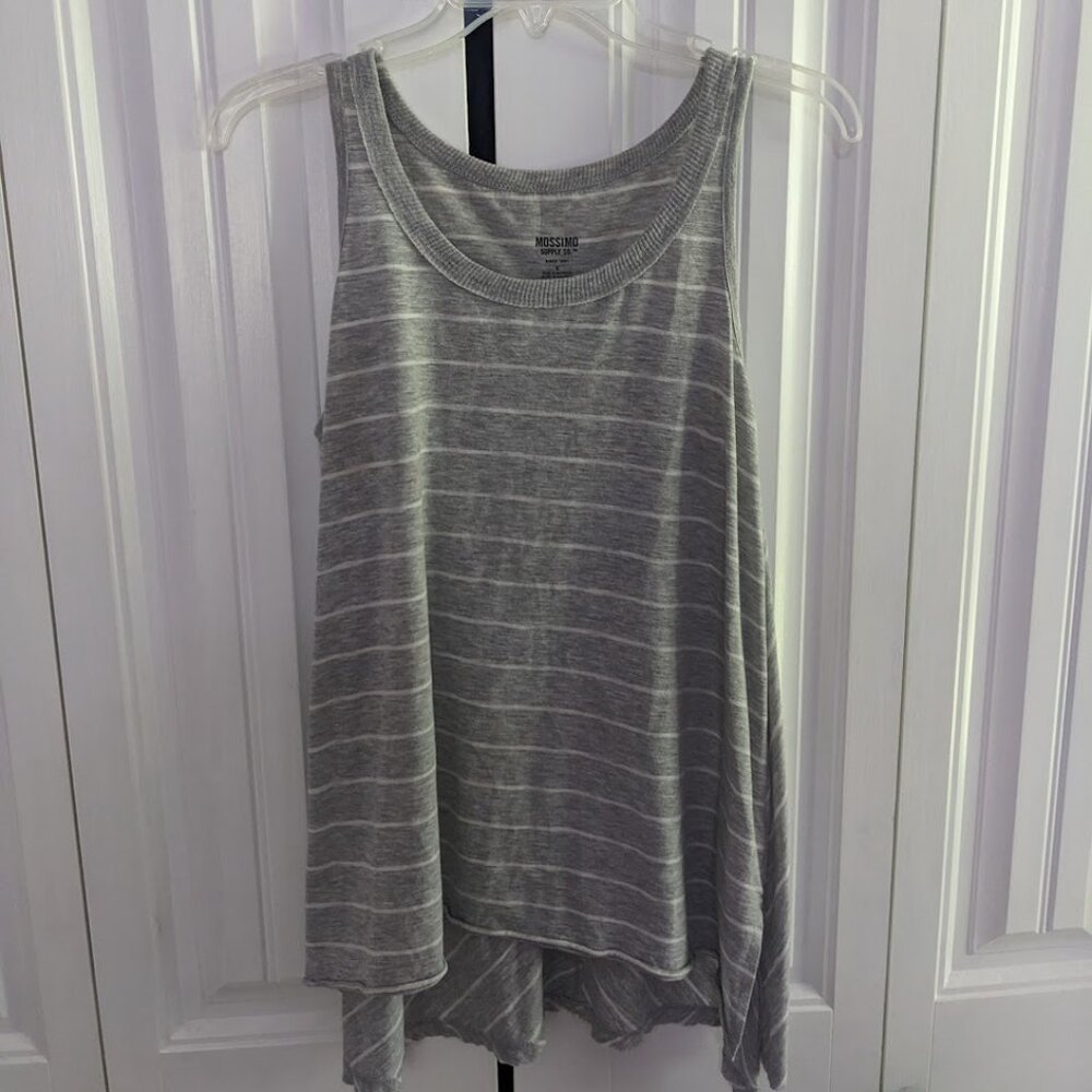 Mossimo Grey Striped Flowy Tank Top Womens S